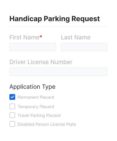 Handicap Parking Request Form